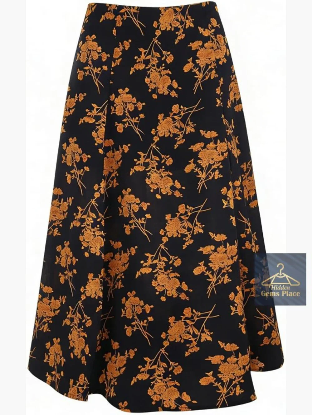 High Waist A-line Midi Skirt with Slit